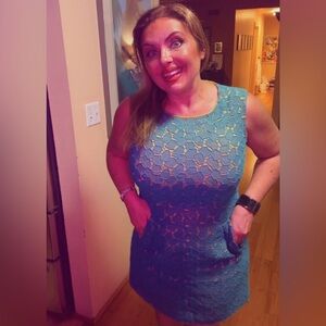 Diane Von Furstenberg Green and Blue Dress